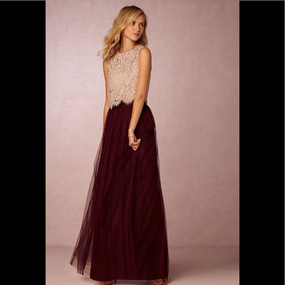 Jenny Yoo bridesmaid skirt in cabernet